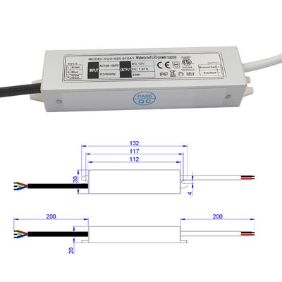 20W Constant Voltage Power Supply 12V maakt Uiterst dunne van HOOFD IP67 Bestuurder waterdicht
