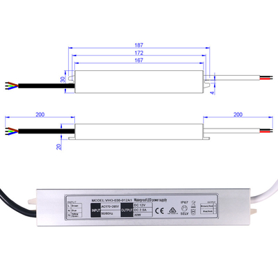 SAA Certificaat Slimline LED Driver 12V 30W Waterdicht Constant Voltage IP67