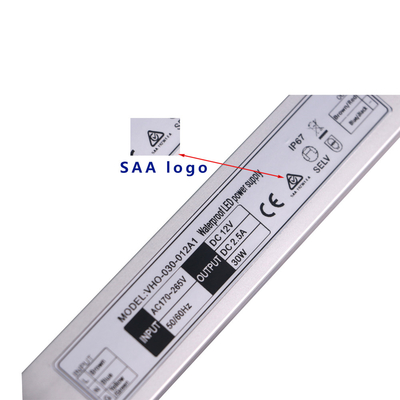 SAA Certificaat Slimline LED Driver 12V 30W Waterdicht Constant Voltage IP67